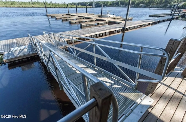 dock area featuring a water view