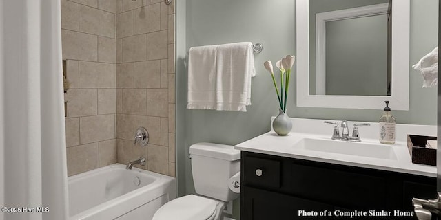 2760 Alvernia Dr, Castle Hayne, NC 28429 - full bathroom with vanity, toilet, and shower / bath combination with curtain