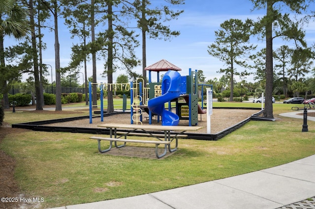 community play area with a yard