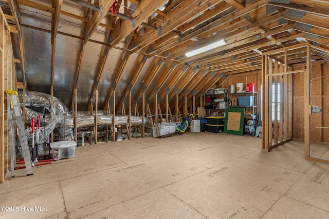 view of unfinished attic