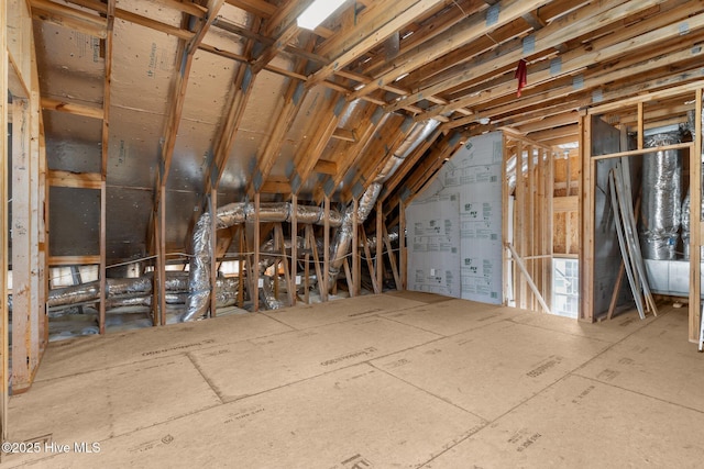 view of unfinished attic