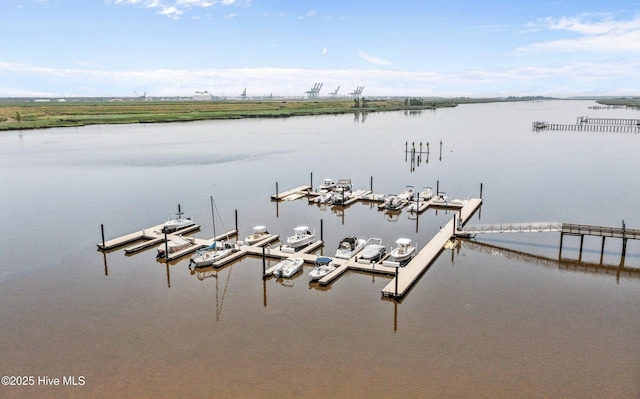 view of dock featuring a water view