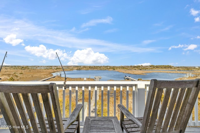 deck with a water view