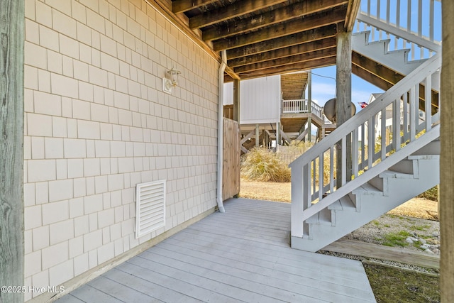 wooden deck with stairway