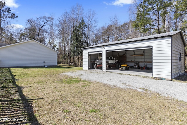 view of detached garage