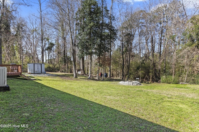 view of yard with an outbuilding and a storage unit