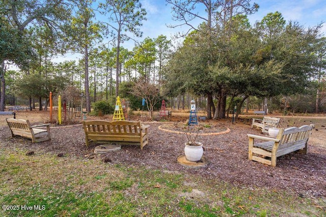 view of yard featuring playground community