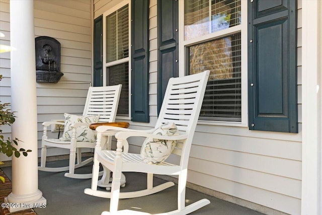 view of patio featuring covered porch