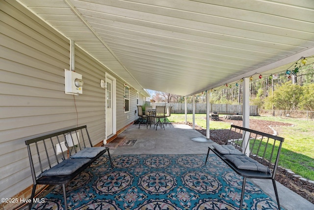 view of patio / terrace featuring outdoor dining space and a fenced backyard