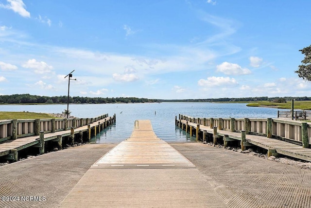 dock area featuring a water view