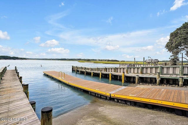 dock area featuring a water view