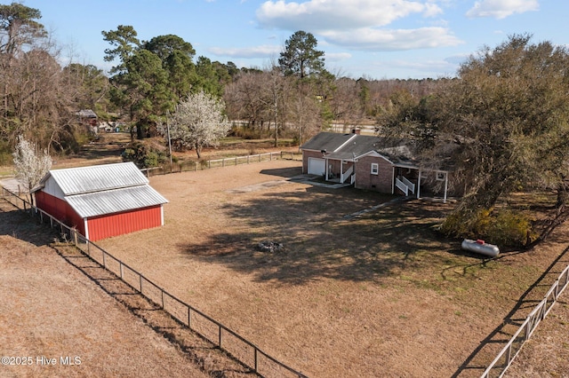 drone / aerial view with a rural view