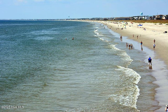 view of water feature featuring a beach view