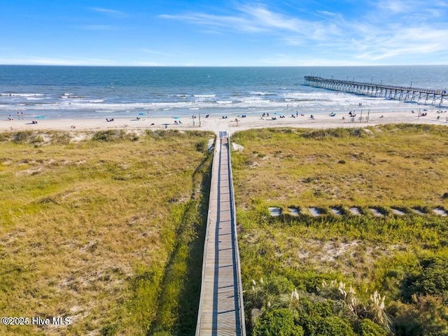 view of water feature featuring a beach view