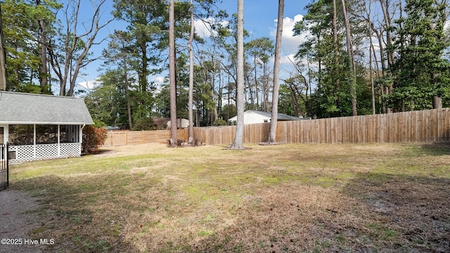 view of yard featuring a fenced backyard