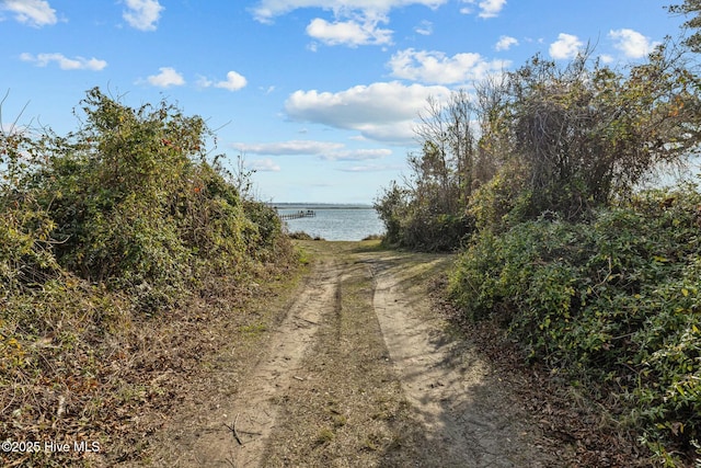 view of street featuring a water view