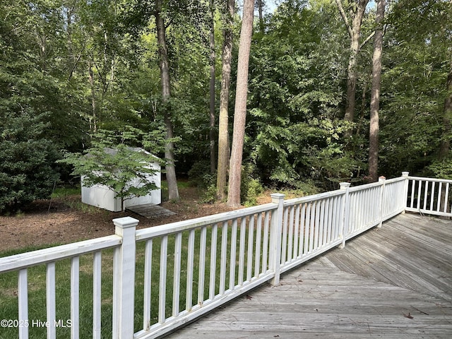 deck with an outdoor structure