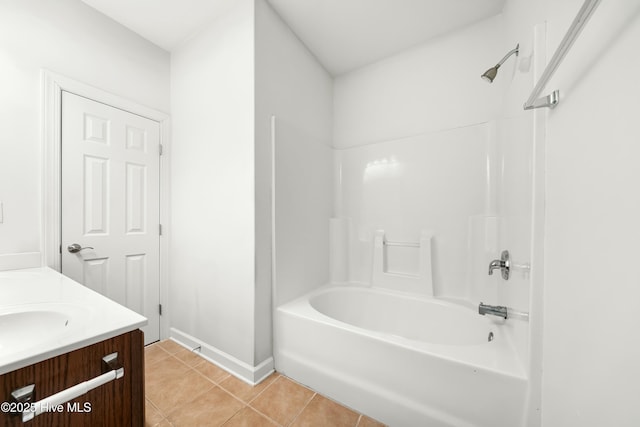 1012 Lake Norman Ln, Leland, NC 28451 - bathroom with tub / shower combination, baseboards, tile patterned floors, and vanity