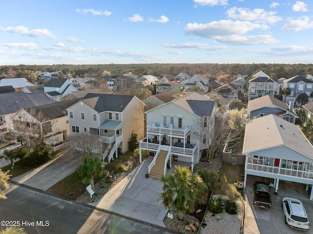 aerial view with a residential view