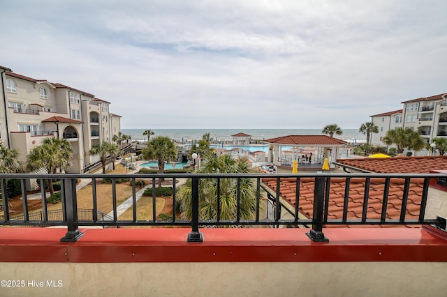 balcony with a water view