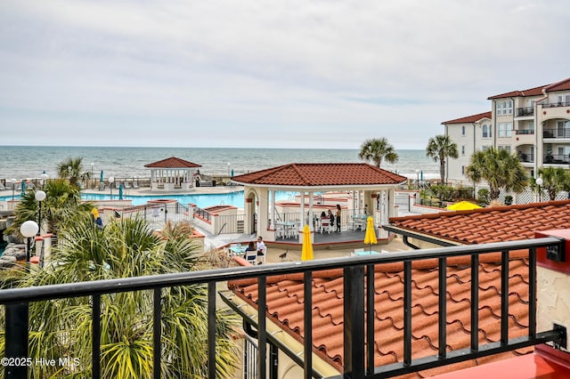 balcony with a water view