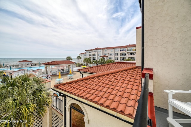 balcony with a water view