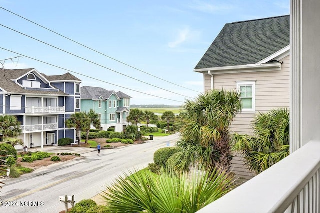 view of road featuring a residential view