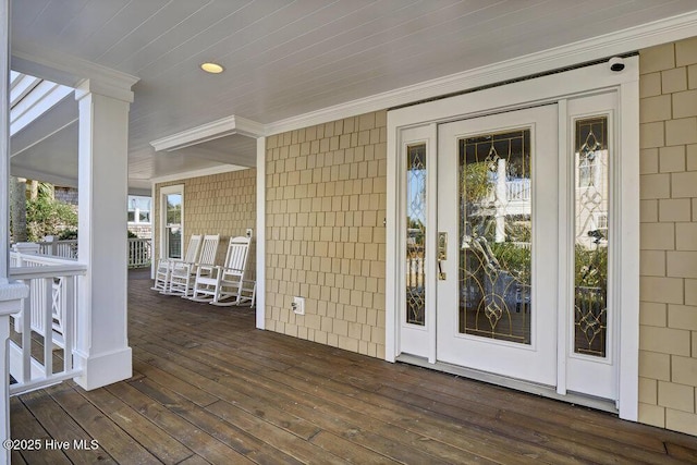 deck with covered porch