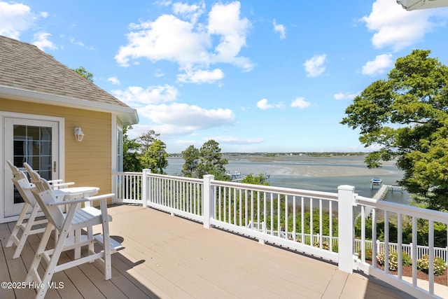 8904 Sound View Ct, Emerald Isle, NC 28594 - wooden terrace featuring a water view