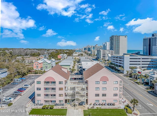 drone / aerial view with a view of city