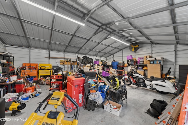 garage featuring metal wall