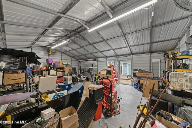 garage with metal wall