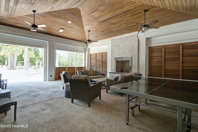 view of patio featuring an outdoor hangout area and ceiling fan