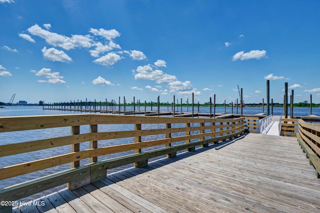 dock area featuring a water view