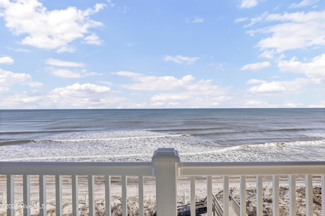 view of water feature featuring a view of the beach