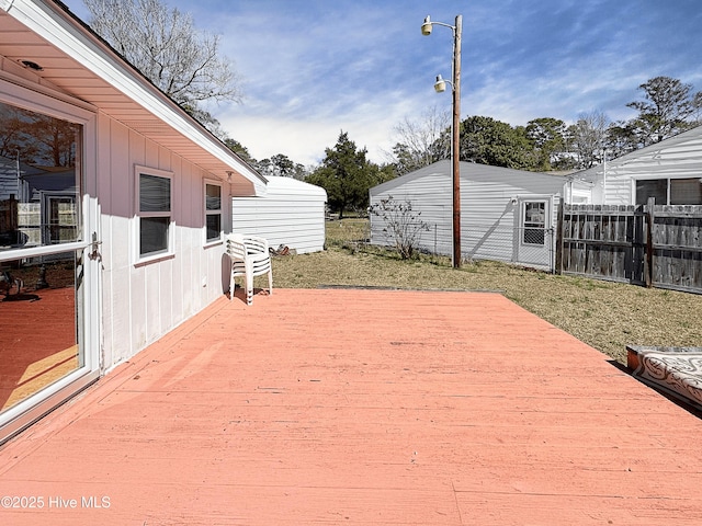 deck featuring fence