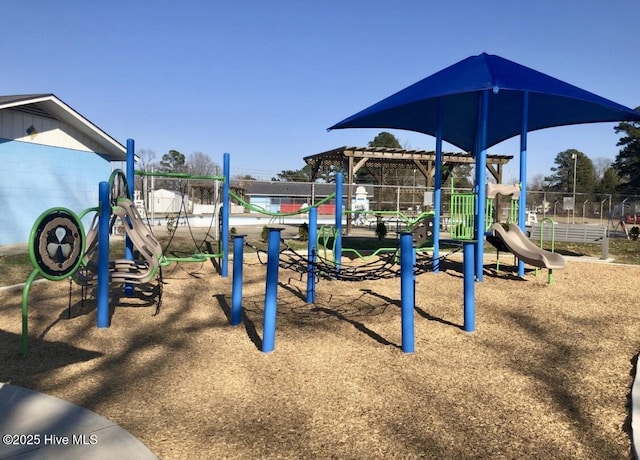 community play area featuring fence