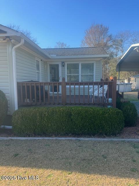 view of front of house with a deck