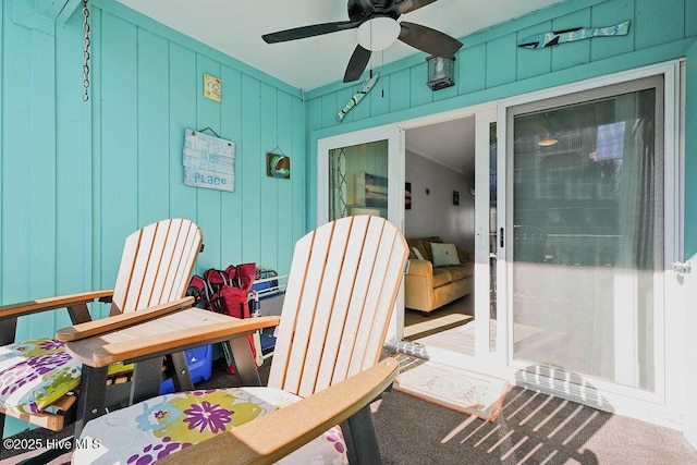 view of patio / terrace featuring ceiling fan