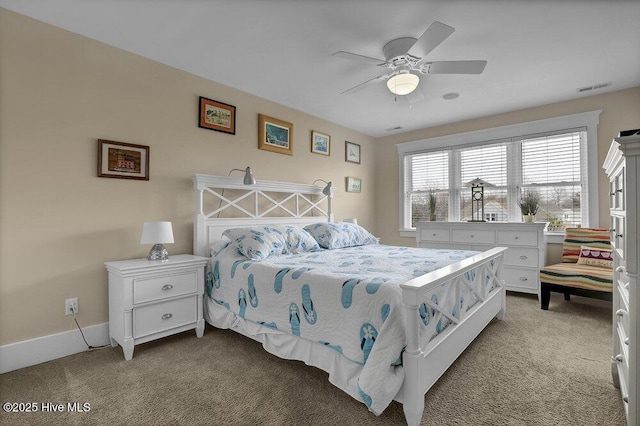 108 Cottage Walk, Hampstead, NC 28443 - bedroom featuring carpet flooring, ceiling fan, baseboards, and visible vents