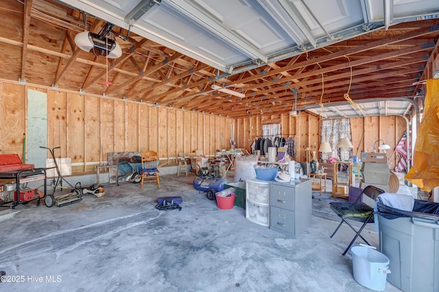 garage with a garage door opener