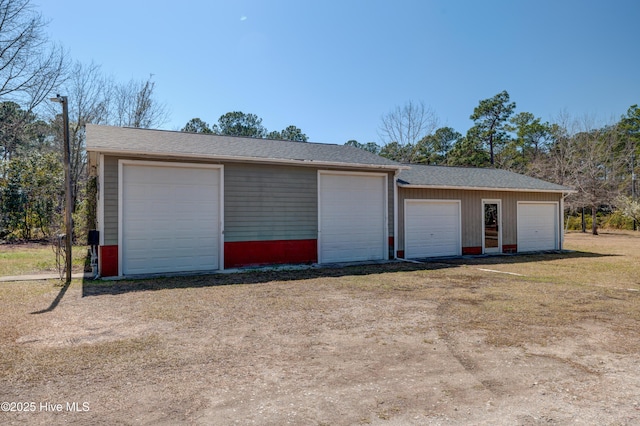 view of detached garage