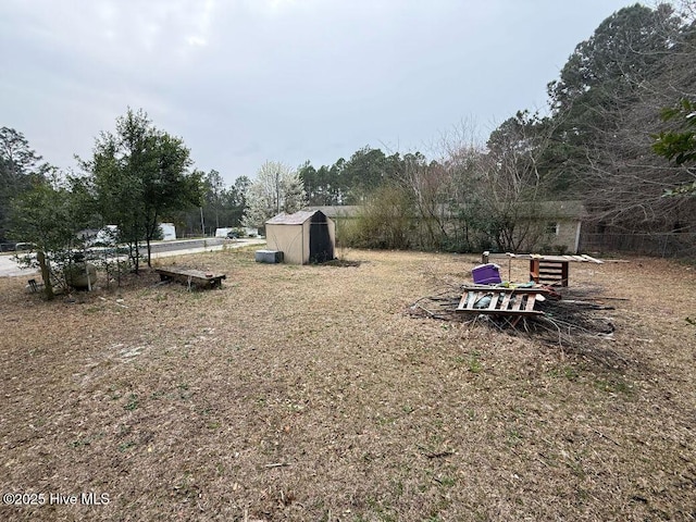 view of yard with a storage unit and an outdoor structure