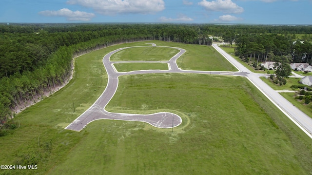 bird's eye view featuring a forest view