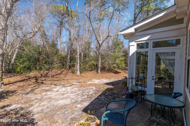 view of yard featuring french doors