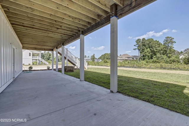 view of patio with stairway