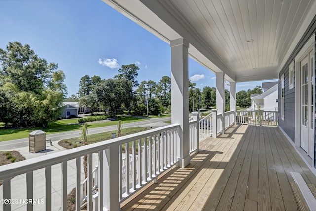 wooden deck with covered porch