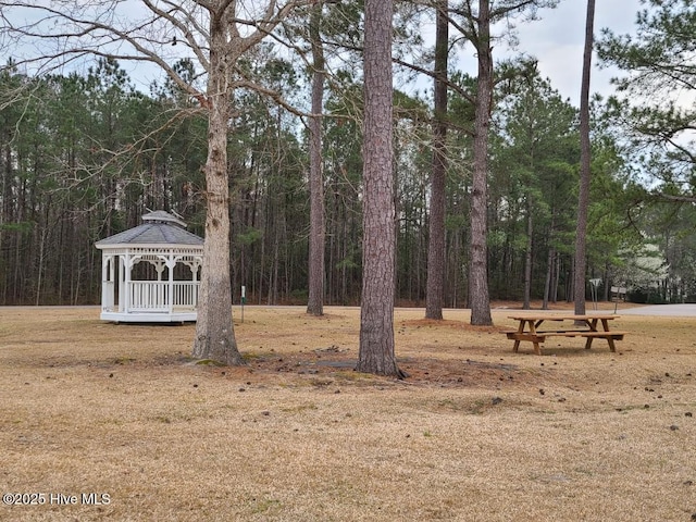 view of yard with a gazebo