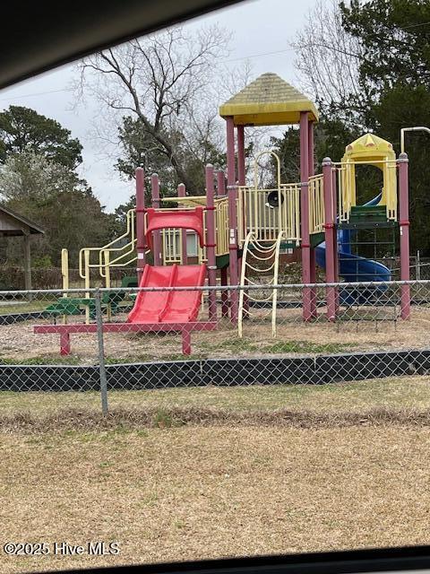 communal playground with fence