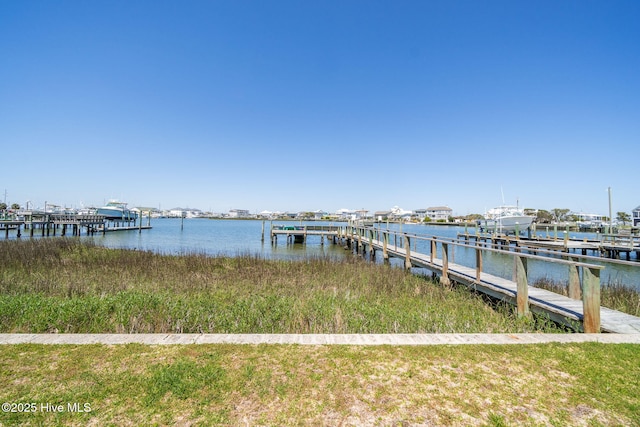 view of dock featuring a water view